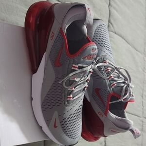 Nike Grey and Red Air Max 270 Sneakers